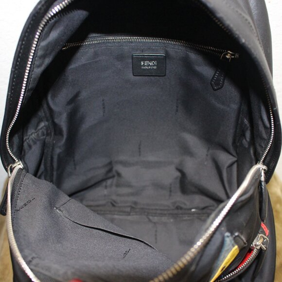 Fendi  Nylon Calfskin Monster Butterfleye Backpack Black Carbone Multicolor - Picture 6 of 8
